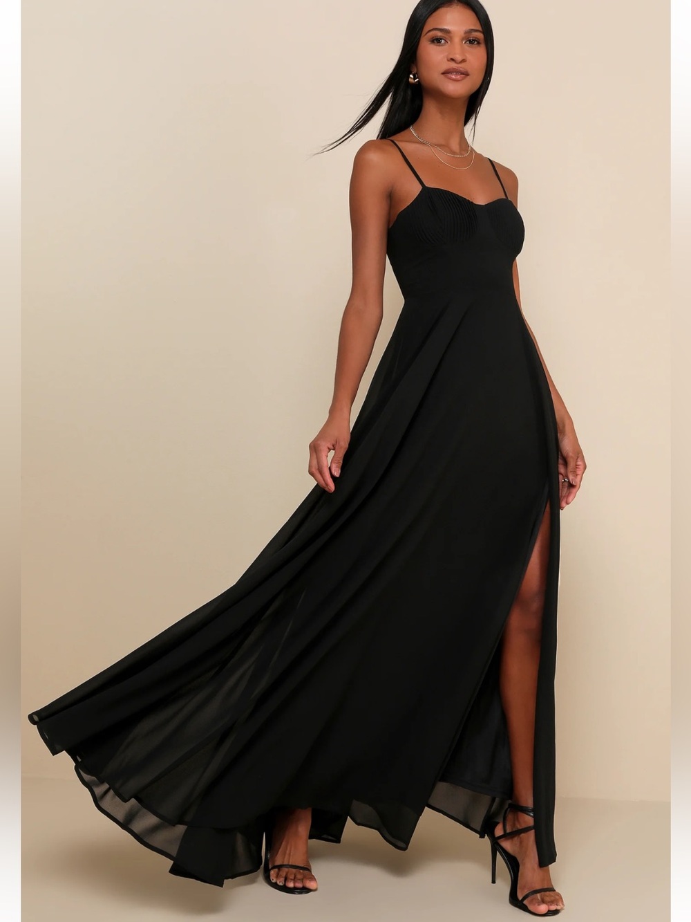 Lulus NWT Cause for Commotion Elegant Maxi Dress with Pleated Bustier Size L